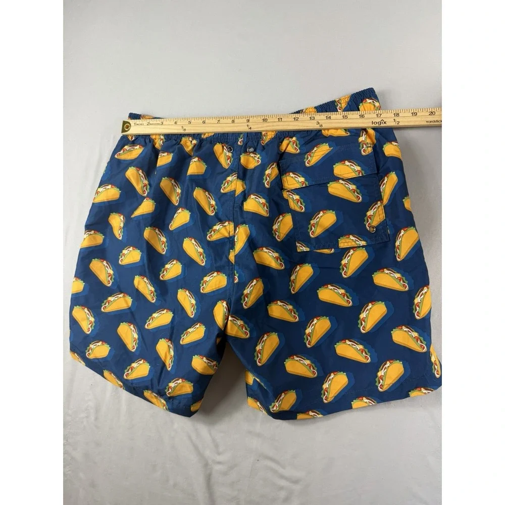 Hot Coals brand blue swim trunks shorts, taco aop, men's xl